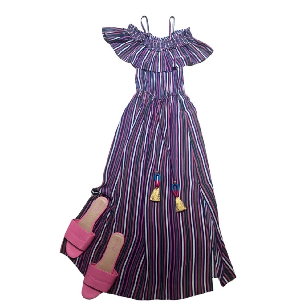 Figue Mirella XS Maxi Dress In Love Multi Color Stripe